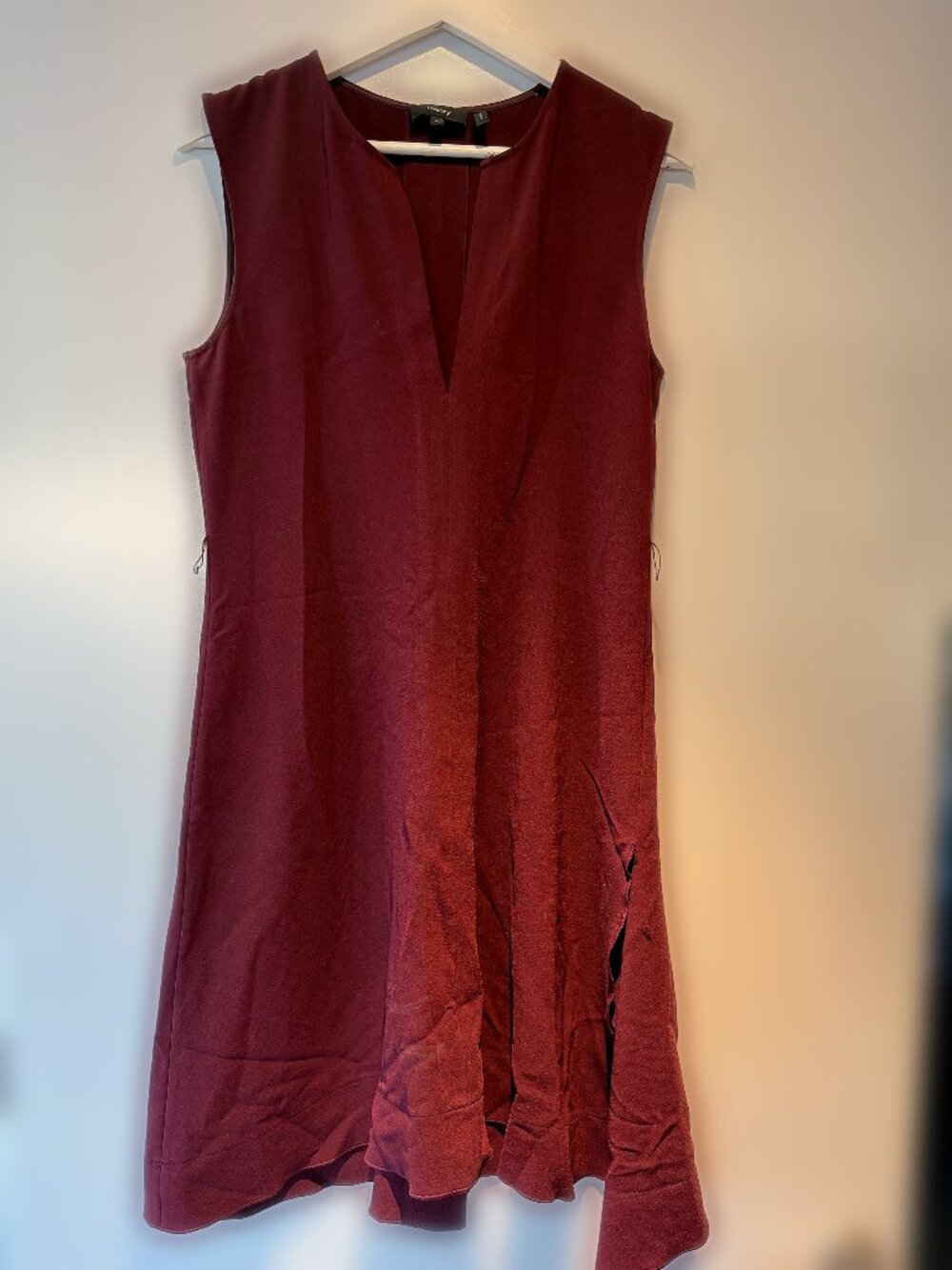 Theory Burgundy V-Neck Sleeveless A-Line Dress 4